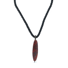 Natural Jasper Gemstone 42mm Hexagon Shape with Black Twisted Cord Pendant Necklace - Necklace