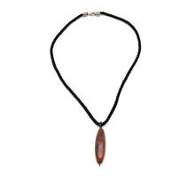 Natural Jasper Gemstone 42mm Hexagon Shape with Black Twisted Cord Pendant Necklace - Necklace