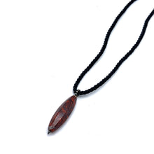 Natural Jasper Gemstone 42mm Hexagon Shape with Black Twisted Cord Pendant Necklace - Necklace
