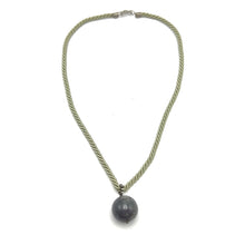 Natural Jasper Gemstone Ball 20mm Smooth Luster Light Green Twisted Cord Pendant Necklace - Necklace