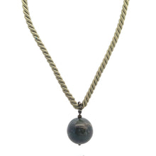 Natural Jasper Gemstone Ball 20mm Smooth Luster Light Green Twisted Cord Pendant Necklace - Necklace