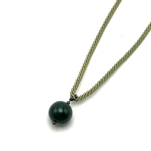 Natural Jasper Gemstone Ball 20mm with Light Green Twisted Cord Pendant Necklace to Balance Inner Strength - Necklace