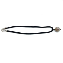 Natural Jasper Gemstone Pendant 20mm Ball Smooth Luster with Dark Twisted Cord Unisex Necklace - Necklace
