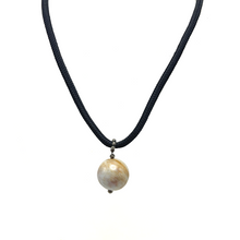 Natural Jasper Gemstone Pendant 20mm Ball Smooth Luster with Dark Twisted Cord Unisex Necklace - Necklace