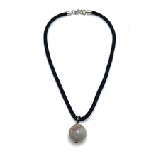 Natural Jasper Gemstone Pendant 20mm Ball Smooth Luster with Dark Twisted Cord Unisex Necklace - Necklace