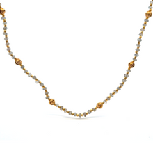 Natural Labradorite | 925 Sterling Silver | Faceted Rondelle Beaded Necklace with Gold Charms | 4mm | VVS1 Clarity | 18