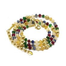 Natural Mix Precious | 925 Sterling Silver | Faceted Rondelle Beaded Necklace | 4mm | VVS1 Clarity | 18 Inch Strand