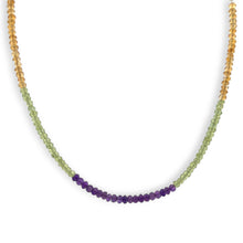 Natural Multi Color Amethyst Peridot Citrine Rose Quartz Necklace | Rondelle 3mm Faceted Cut Gemstone Beads | 16.7 Inch
