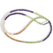 Natural Multi Color Amethyst Peridot Citrine Rose Quartz Necklace | Rondelle 3mm Faceted Cut Gemstone Beads | 16.7 Inch