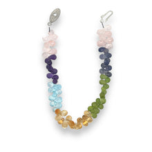 Natural Multi Gemstone Bracelet | Drop Briolette Cut Rose Quartz Iolite Peridot Citrine Blue Topaz Amethyst Beads | 7.9