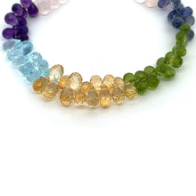 Natural Multi Gemstone Bracelet | Drop Briolette Cut Rose Quartz Iolite Peridot Citrine Blue Topaz Amethyst Beads | 7.9