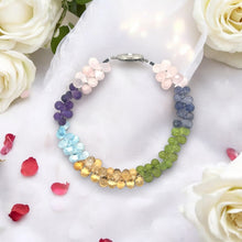 Natural Multi Gemstone Bracelet | Drop Briolette Cut Rose Quartz Iolite Peridot Citrine Blue Topaz Amethyst Beads | 7.9