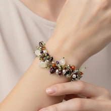 Natural Multi Gemstone Carnelian Citrine Peridot Amethyst Handmade Bracelet | 7.5 Inch Artistic Jewelry Statement