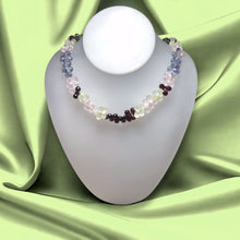 Natural Multi Gemstone Necklace | Briolette Drop Prehnite Rose Quartz Smoky Quartz Iolite Garnet Beads | 14.6 Inch
