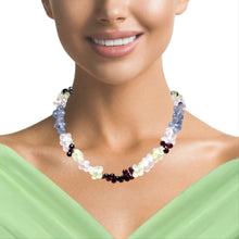 Natural Multi Gemstone Necklace | Briolette Drop Prehnite Rose Quartz Smoky Quartz Iolite Garnet Beads | 14.6 Inch