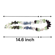 Natural Multi Gemstone Necklace | Briolette Drop Prehnite Rose Quartz Smoky Quartz Iolite Garnet Beads | 14.6 Inch