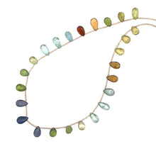 Natural Multi Gemstone Necklace | Briolette Lemon Quartz Iolite Peridot Blue Topaz Citrine Garnet Beads | 14.8 Inch