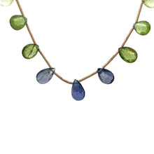 Natural Multi Gemstone Necklace | Briolette Lemon Quartz Iolite Peridot Blue Topaz Citrine Garnet Beads | 14.8 Inch