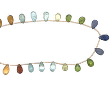 Natural Multi Gemstone Necklace | Briolette Lemon Quartz Iolite Peridot Blue Topaz Citrine Garnet Beads | 14.8 Inch