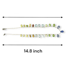 Natural Multi Gemstone Necklace | Briolette Lemon Quartz Iolite Peridot Blue Topaz Citrine Garnet Beads | 14.8 Inch