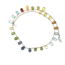 Natural Multi Gemstone Necklace | Briolette Lemon Quartz Iolite Peridot Blue Topaz Citrine Garnet Beads | 14.8 Inch