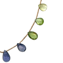Natural Multi Gemstone Necklace | Briolette Lemon Quartz Iolite Peridot Blue Topaz Citrine Garnet Beads | 14.8 Inch