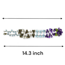 Natural Multi Gemstone Necklace | Drop Briolette Cut Blue Topaz Amethyst Peridot Smoky Quartz Rose Quartz Beads | 14.3