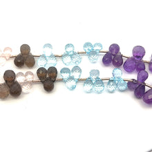 Natural Multi Gemstone Necklace | Drop Briolette Cut Blue Topaz Amethyst Peridot Smoky Quartz Rose Quartz Beads | 14.3