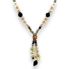 Natural Multi Tourmaline Pearl Citrine Peridot Beads Crafted Necklace