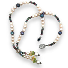 Natural Multi Tourmaline Pearl Citrine Peridot Beads Gemstone Necklace