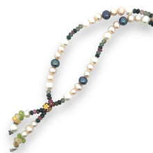 Natural Multi Tourmaline & Pearl Citrine Peridot Birthstone Necklace