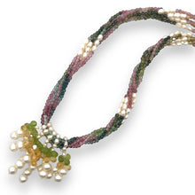 Natural Multi Tourmaline Pearl Citrine Peridot Gemstone Handmade Necklace