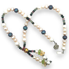 Natural Multi Tourmaline Pearl Peridot Citrine Beads Necklace