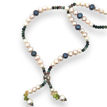 Natural Multi Tourmaline Pearl Peridot Citrine Semiprecious Necklace