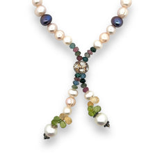 Natural Multi Tourmaline Pearl Peridot Citrine Unique Necklace Jewelry