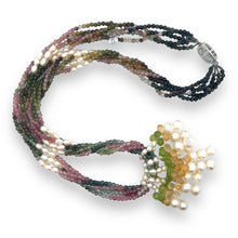 Natural Multi Tourmaline Peridot Citrine with Pearl Necklace Jewelry