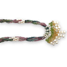Natural Multi Tourmaline Peridot Citrine with Pearl Necklace Jewelry