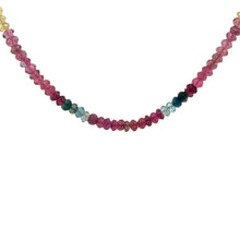 Natural Multi Tourmaline Rondelle Facet Bead Gemstone Necklace Jewelry
