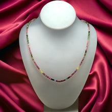 Natural Multi Tourmaline Rondelle Facet Cut Beads Gemstone Necklace