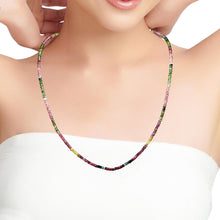 Natural Multi Tourmaline Rondelle Facet Cut Beads Gemstone Necklace