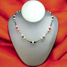 Natural Multi Tourmaline with Pearl Garnet Coral Color Gemstone Necklace