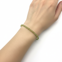 Natural Peridot 4mm Bead Bracelet | 7.7 Inch Gemstone Jewelry Simple Minimalist Everyday Wear - Bracelet