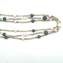 Natural Peridot Amethyst & Pink Tourmaline Pearl Ball Gemstone Necklace Jewelry