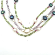 Natural Peridot Amethyst & Pink Tourmaline Pearl Ball Gemstone Necklace Jewelry