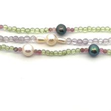 Natural Peridot Amethyst & Pink Tourmaline Pearl Ball Gemstone Necklace Jewelry