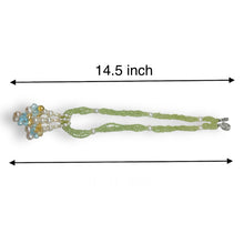 Natural Peridot Blue Topaz Citrine Smooth Pearls Gemstone Necklace
