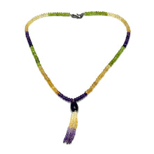 Peridot Natural, Citrine, and Amethyst Gemstone Necklace