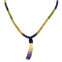 Peridot Natural, Citrine, and Amethyst Gemstone Necklace