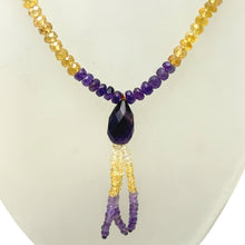 Peridot Natural, Citrine, and Amethyst Gemstone Necklace