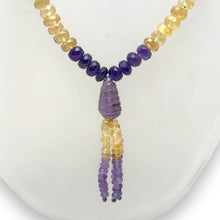 Peridot Natural, Citrine, Black Tourmaline, and Amethyst Necklace